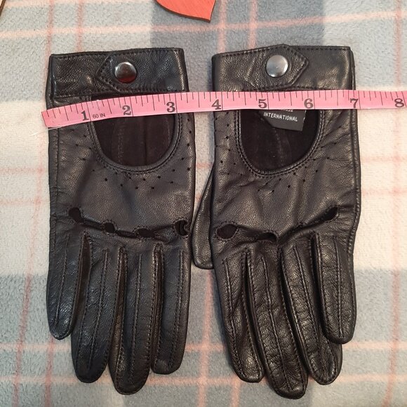 Axessimo Vintage Black Leather Moto Driving Women's Gloves - Slim Fit - Small - Picture 14 of 16